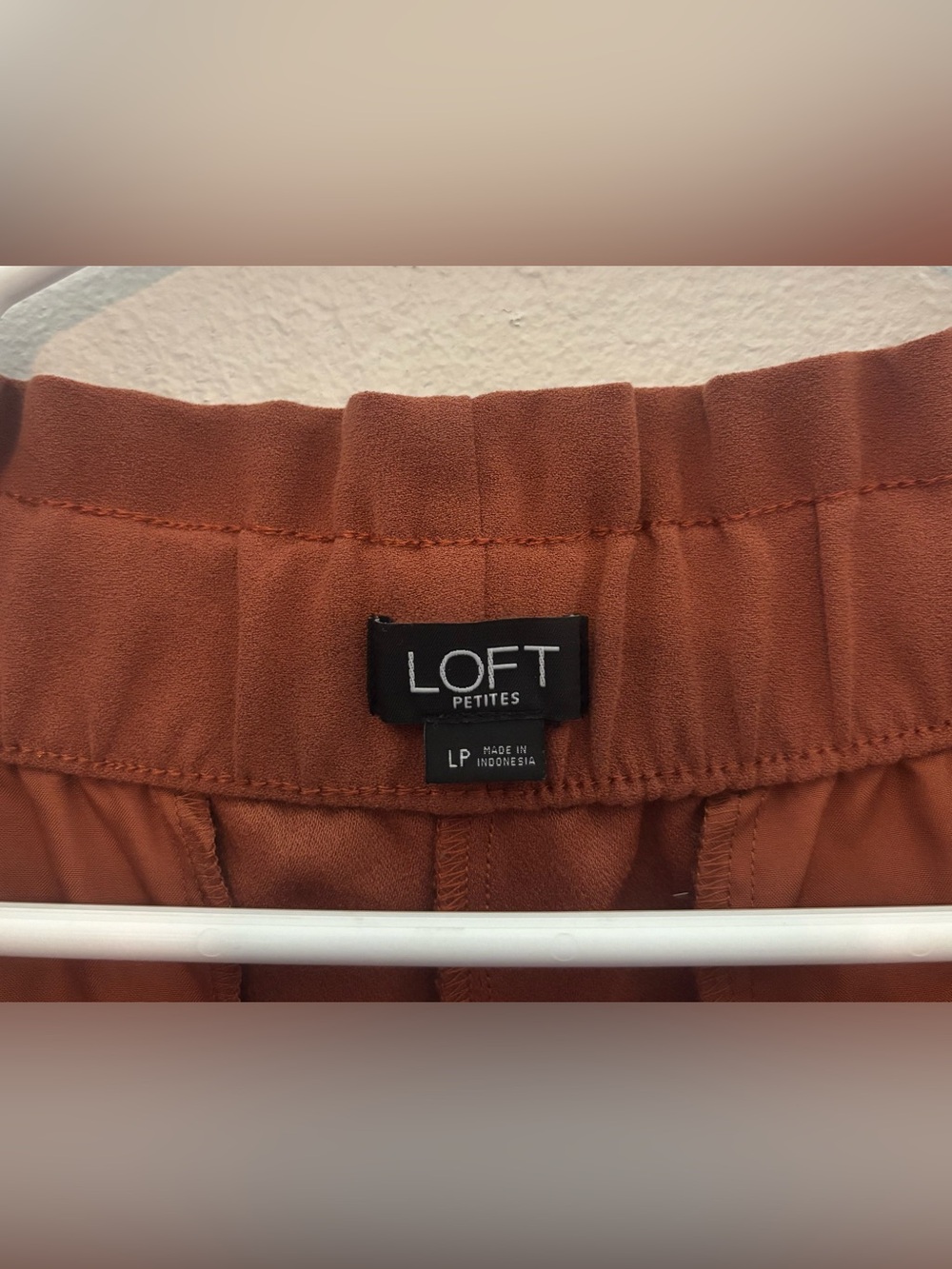 LOFT Rust Brown Drawstring Cropped Pants - Picture 3 of 6